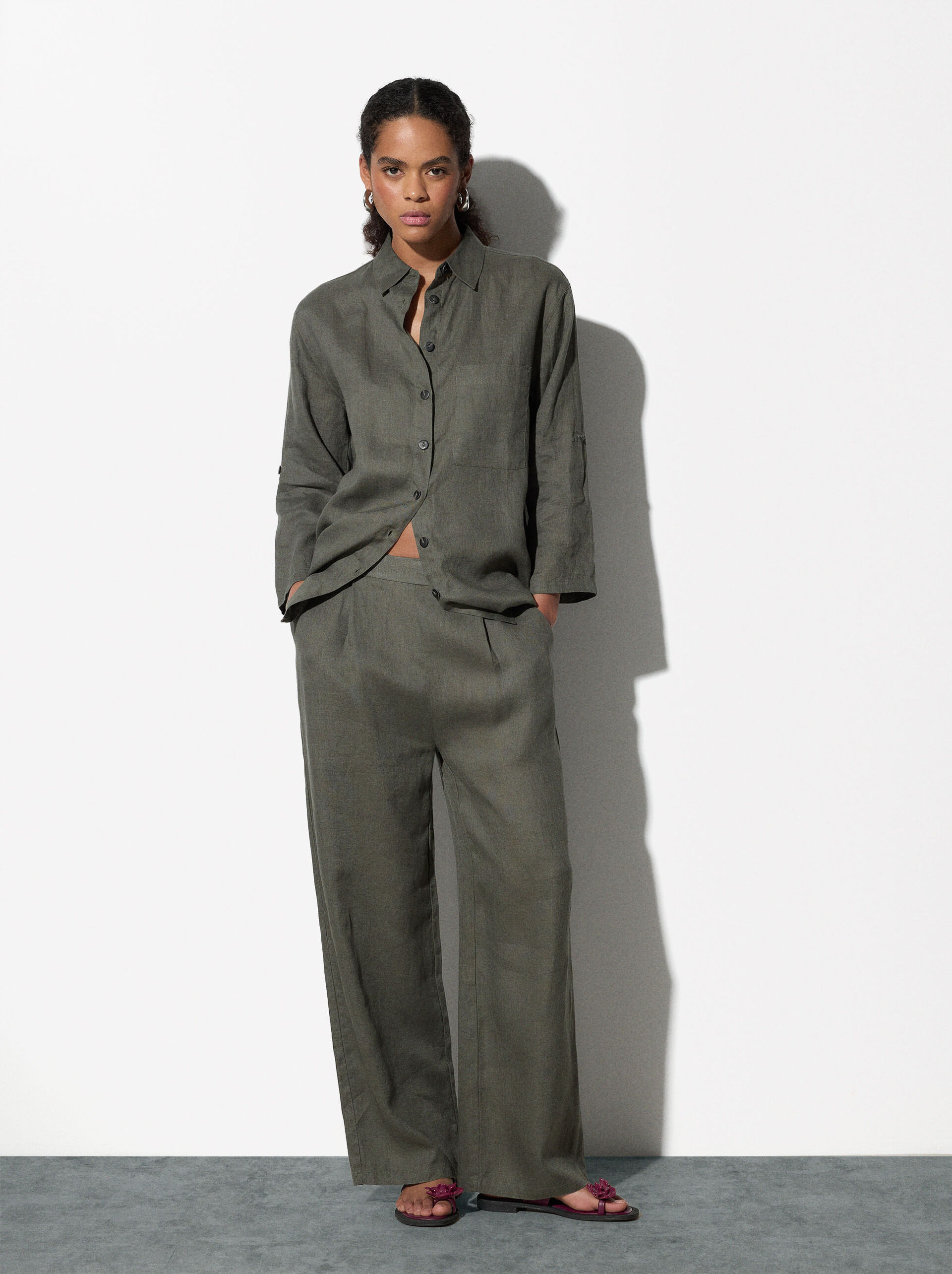 100% Linen Trousers image number 1.0