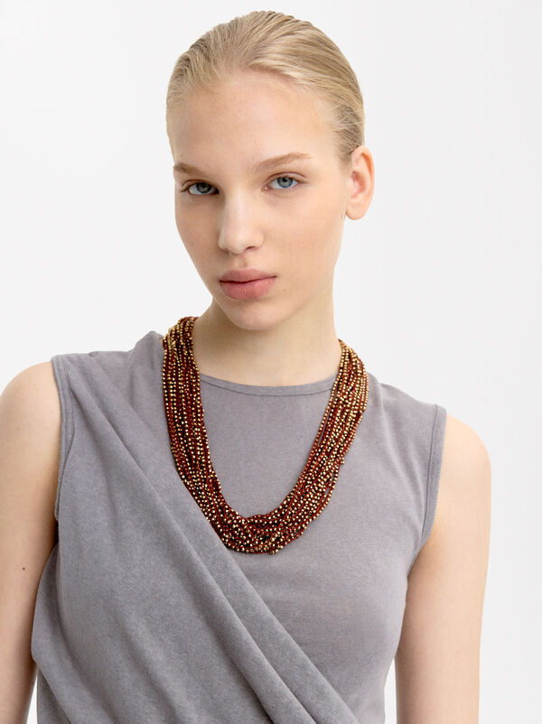 Multi-strand beaded necklace