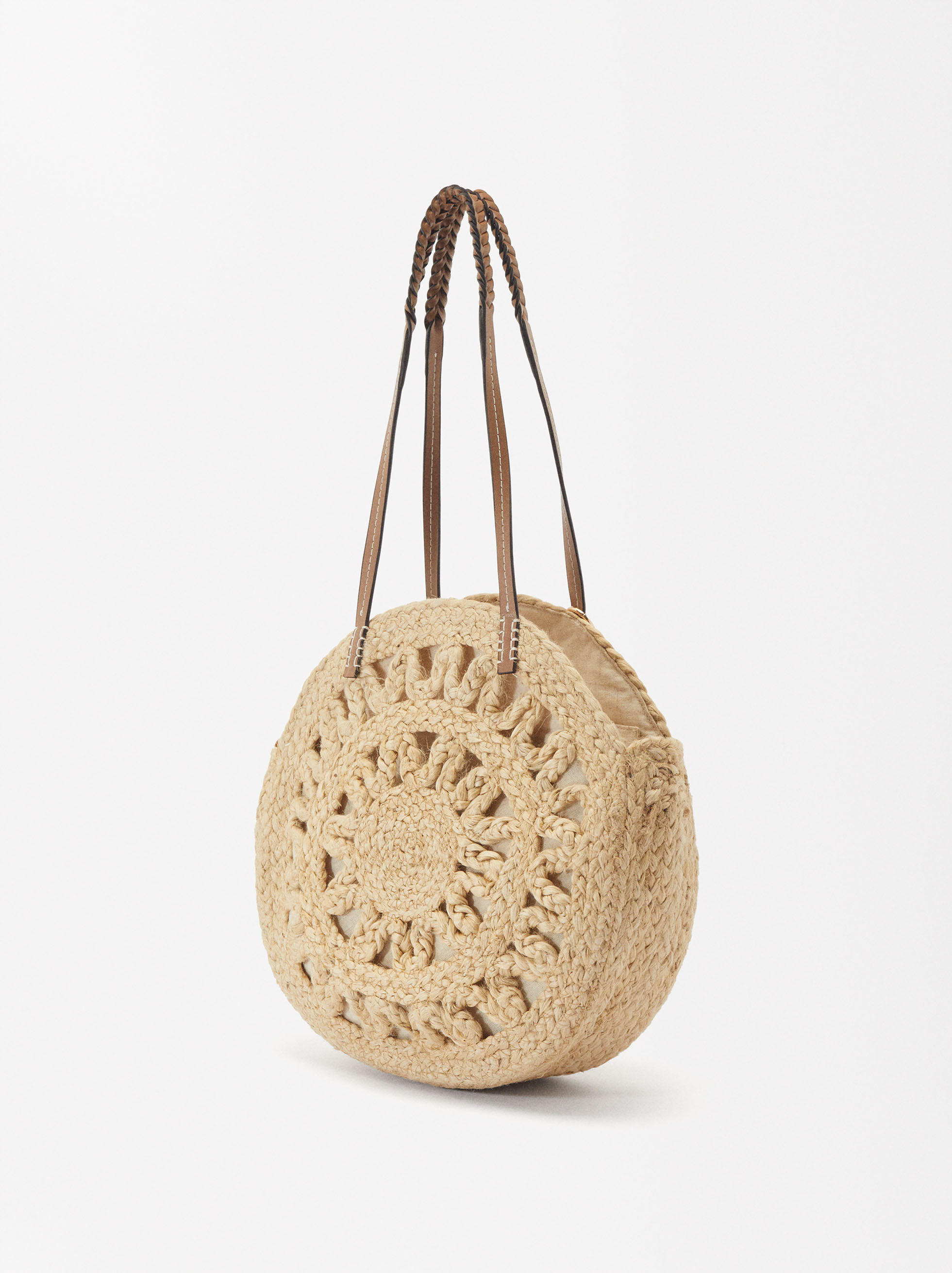 Bolso Shopper Rafia Colgante Natural Parfois