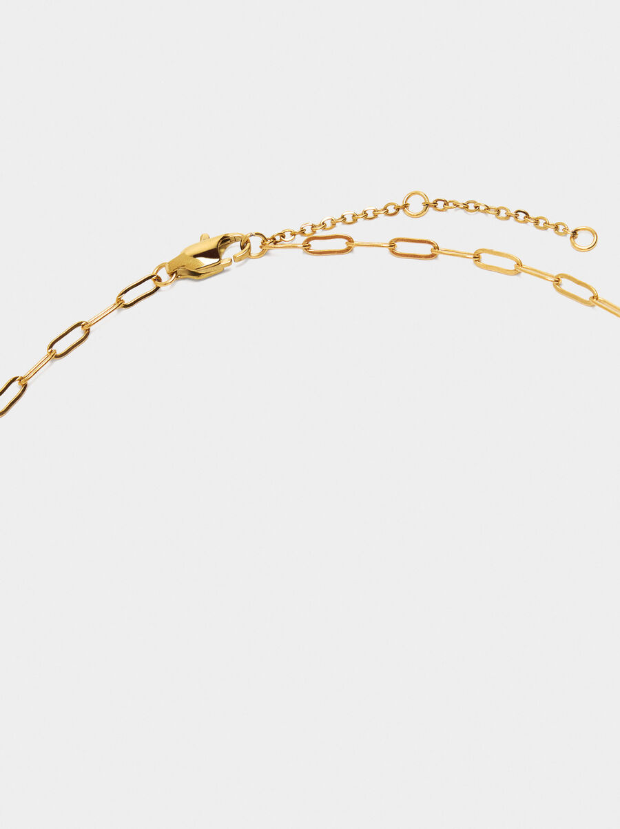 Necklace of links with pearl - Stainless steel