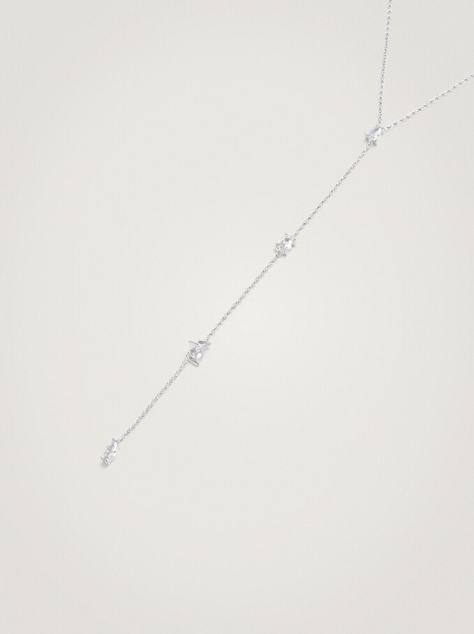 Silver Necklace With Zirconia, Silver, hi-res