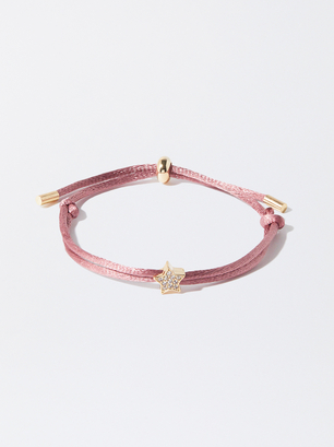 Adjustable Bracelet With Charm, Pink, hi-res