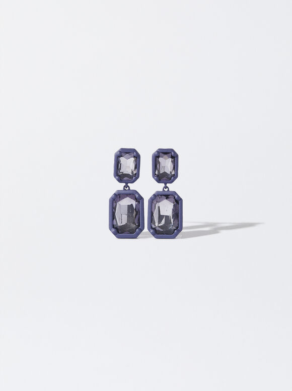 Earrings With Crystals, Violet, hi-res