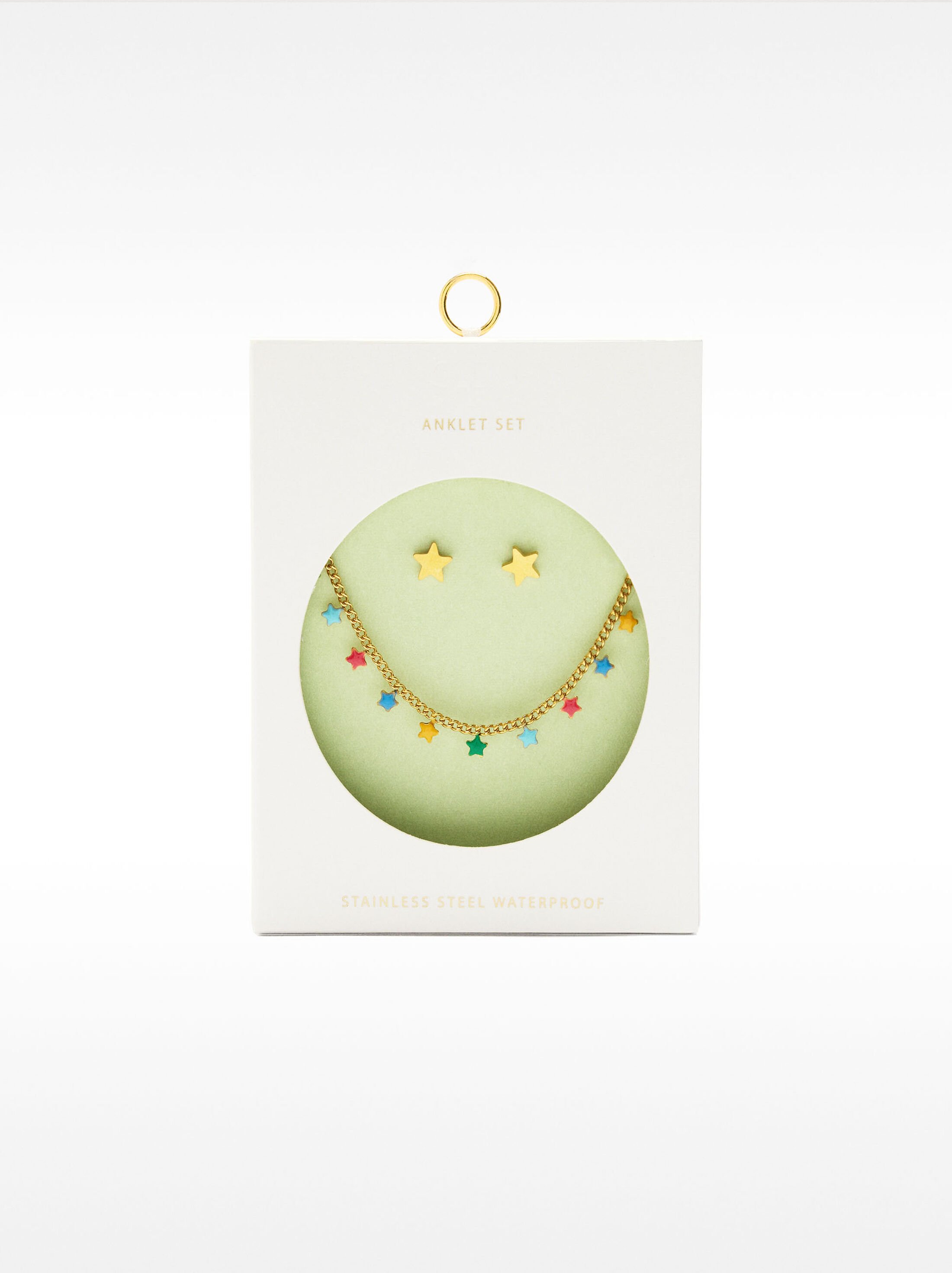 Necklace set with enamelled star earrings - stainless steel image number 5.0