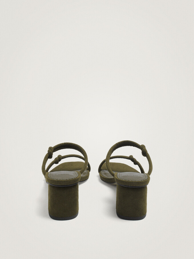 Medium-Heel Sandals With Knot, Khaki, hi-res