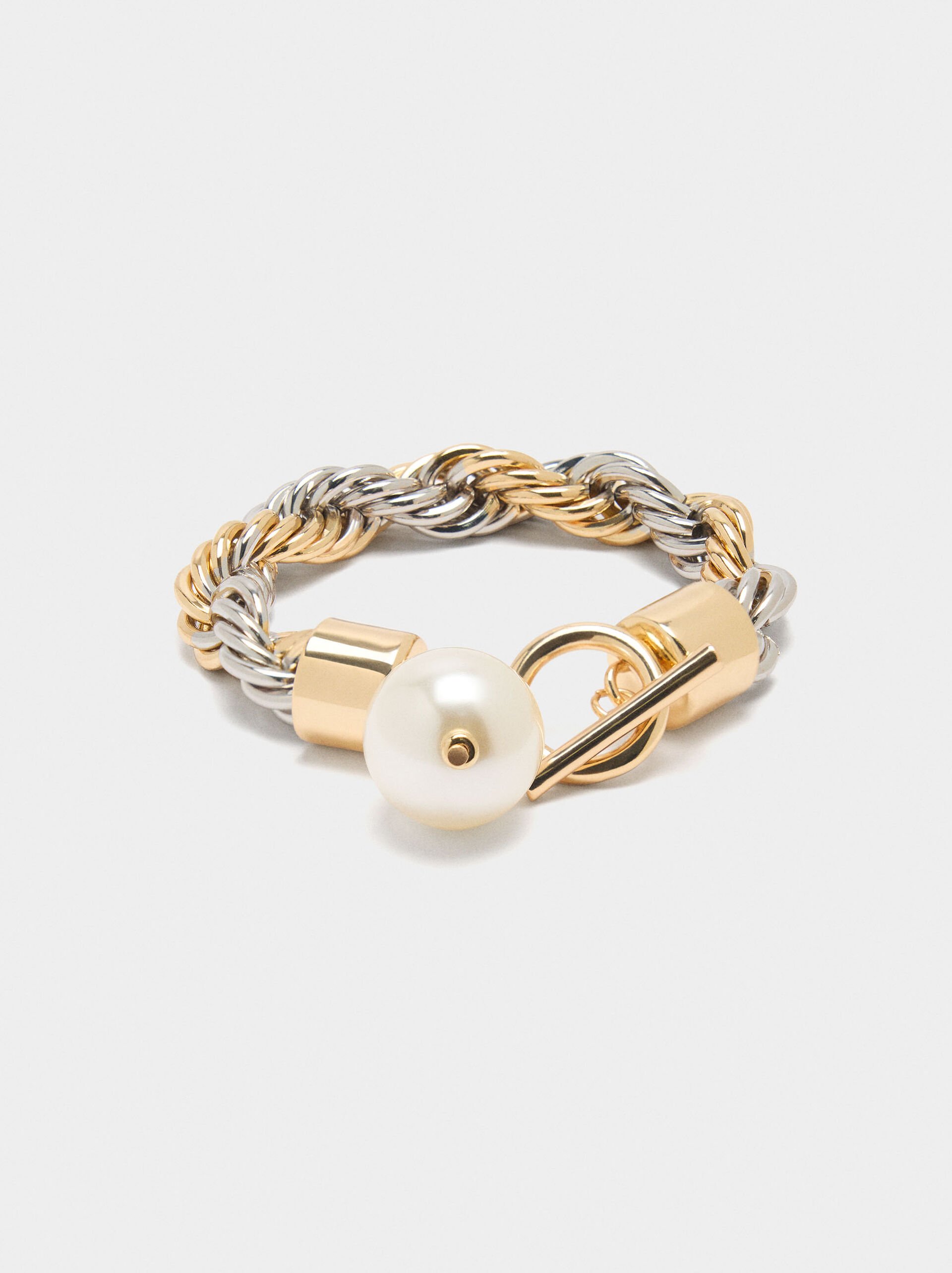 Pulsera de cordón salomónico con perla image number 0.0