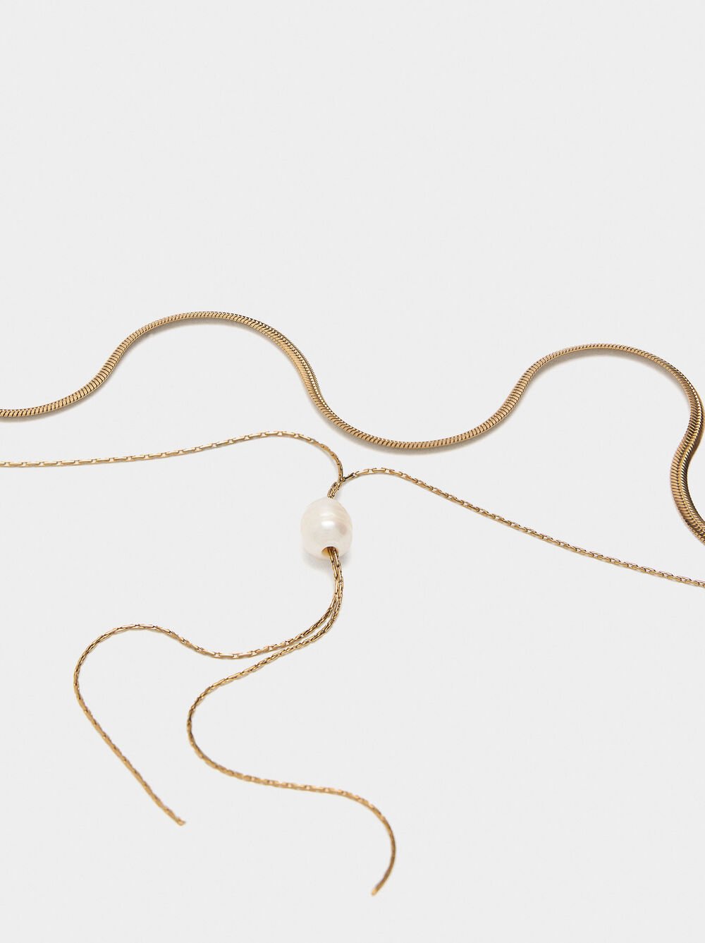 Necklace with freshwater pearl - stainless steel