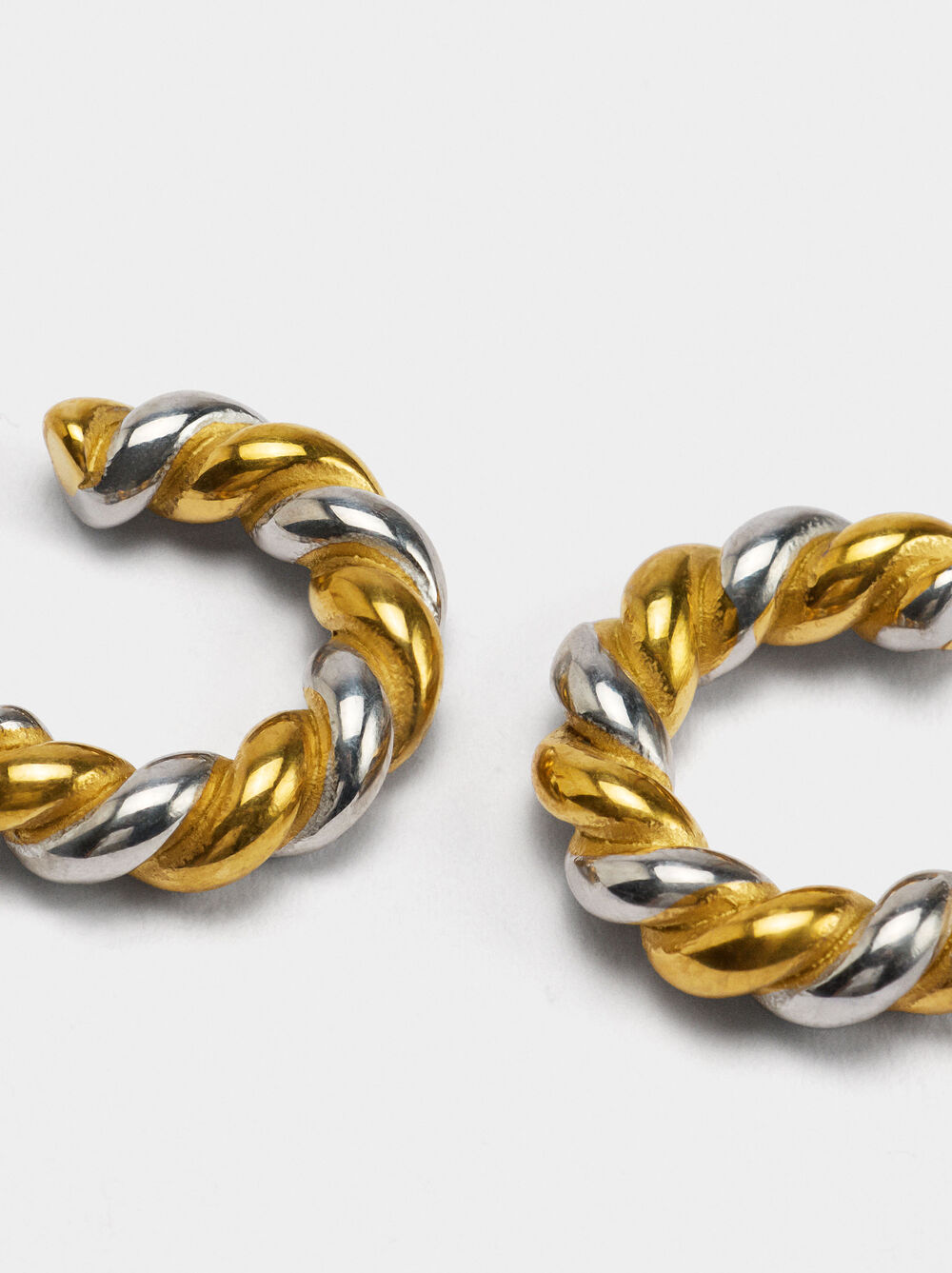 Bicolor interlaced hoop earrings - stainless steel