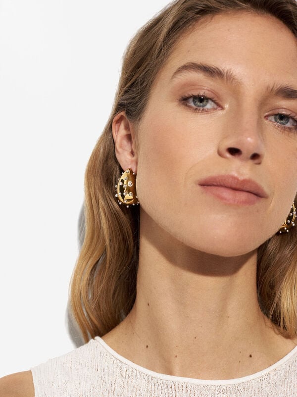 Drop earrings with pearl - stainless steel