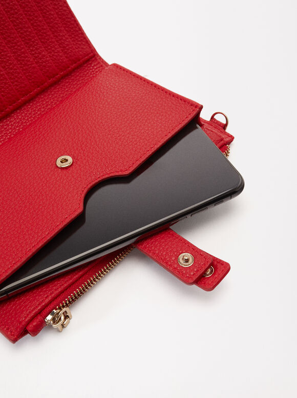 Wallet With Cell Phone Pocket, Red, hi-res
