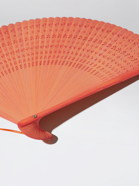 Bamboo Perforated Fan, Pink, hi-res