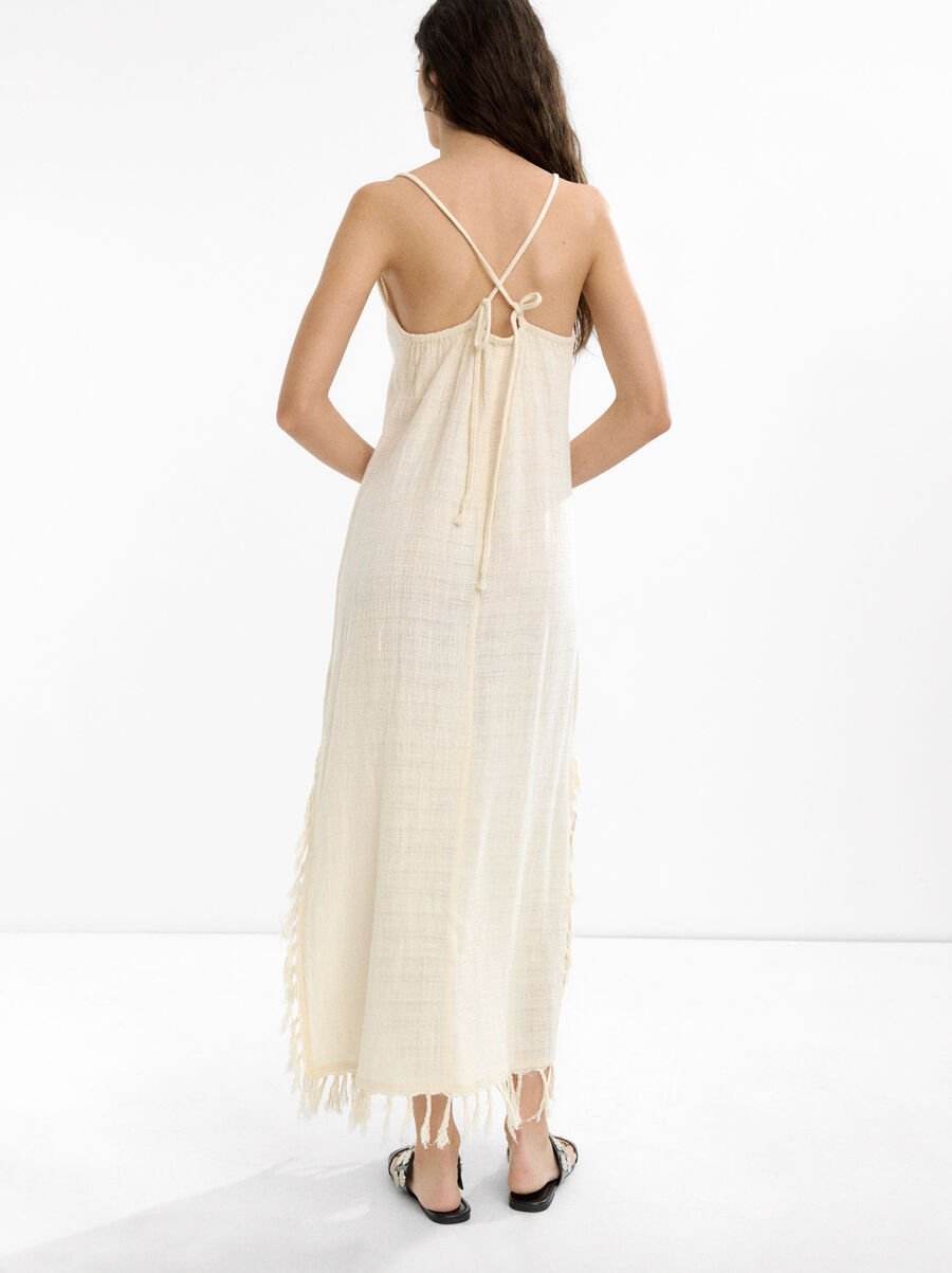 Vestido largo de algodón con lino