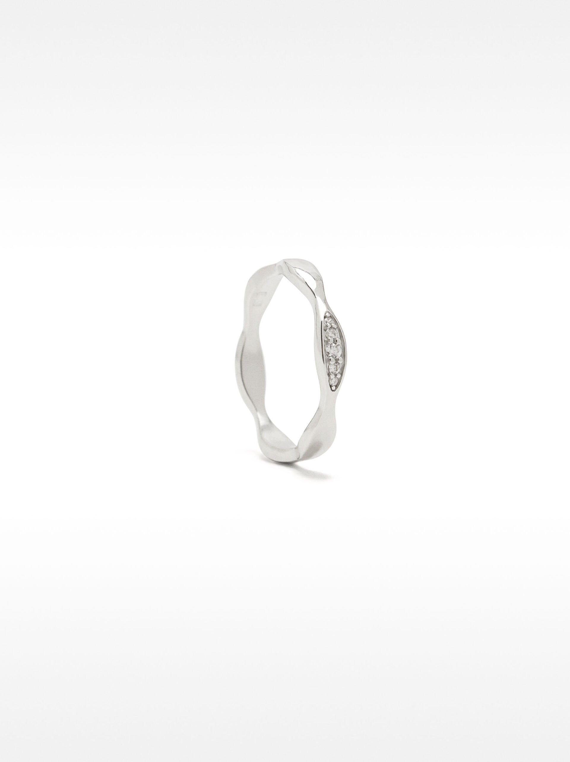 Bague vague avec zircons – argent sterling 925 image number 2.0
