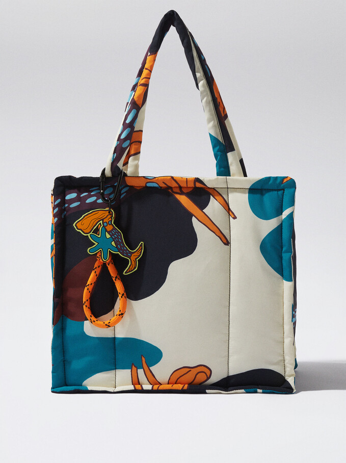 Sac Cabas En Nylon Imprimé, Blanc, hi-res