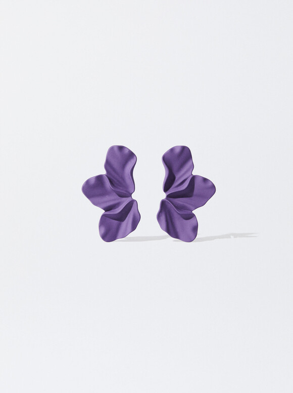 Flower Earrings, Bordeaux, hi-res