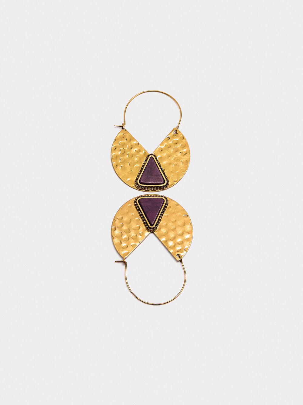 Hoop earrings with triangular stone