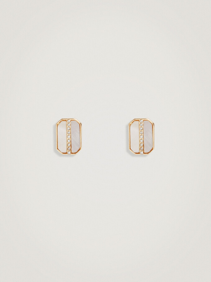 Shell And Strass Earrings, Golden, hi-res