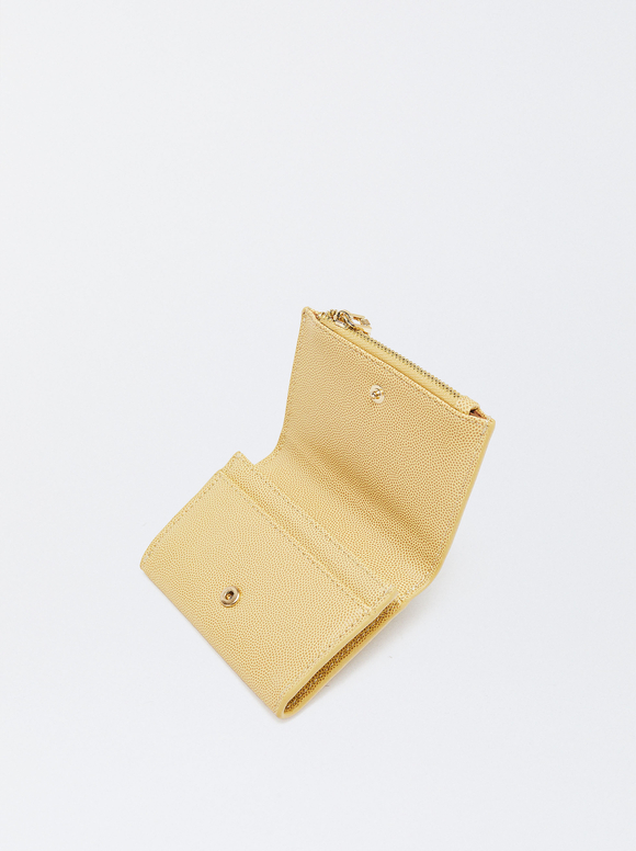 Plain Card Holder Purse, Yellow, hi-res