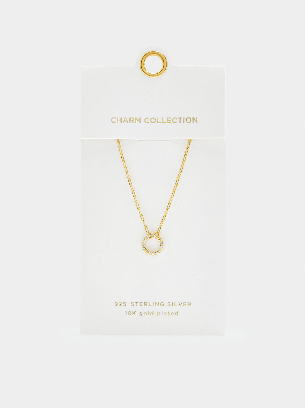 Pendant necklace with links and zirconias - 925 sterling silver