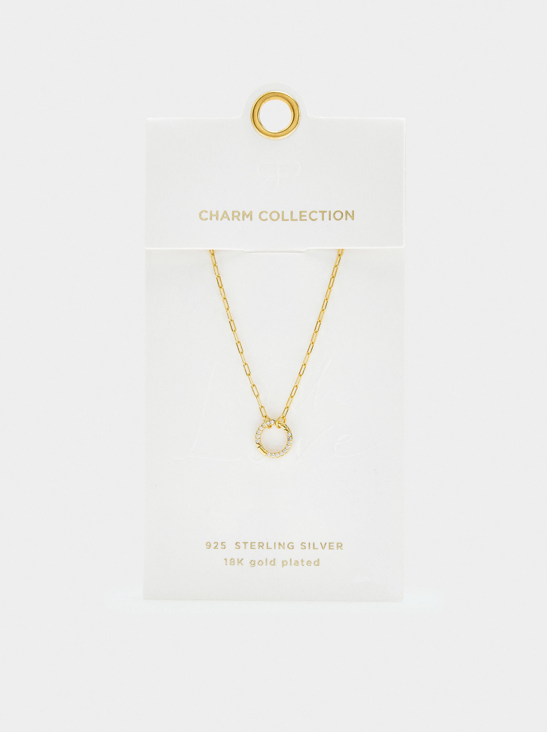 Pendant necklace with links and zirconias - 925 sterling silver image number 4.0