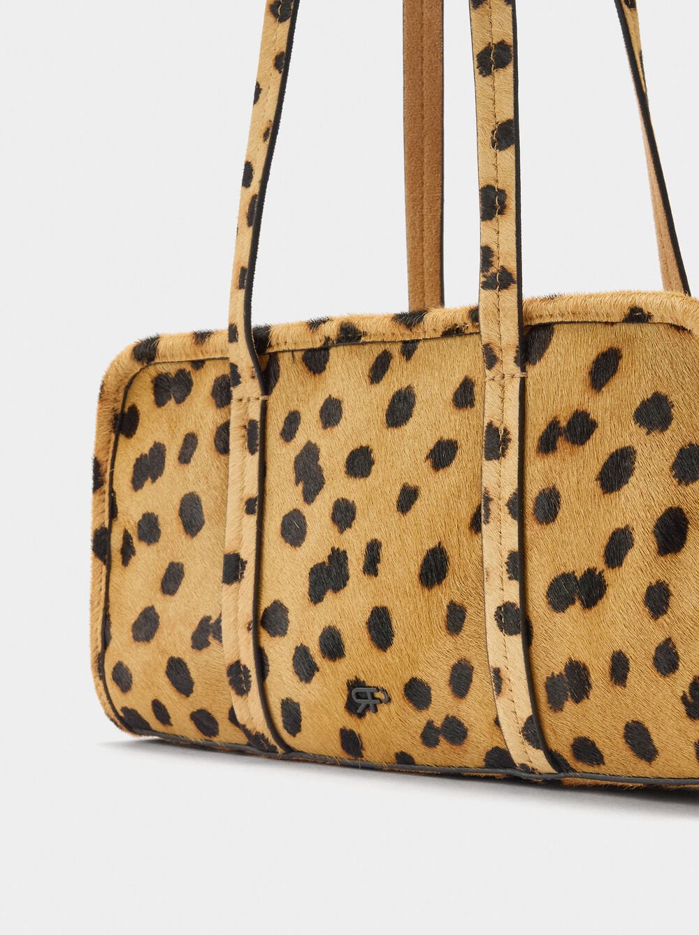 Animal print leather bowling bag