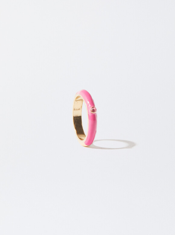Enamel Ring, Pink, hi-res