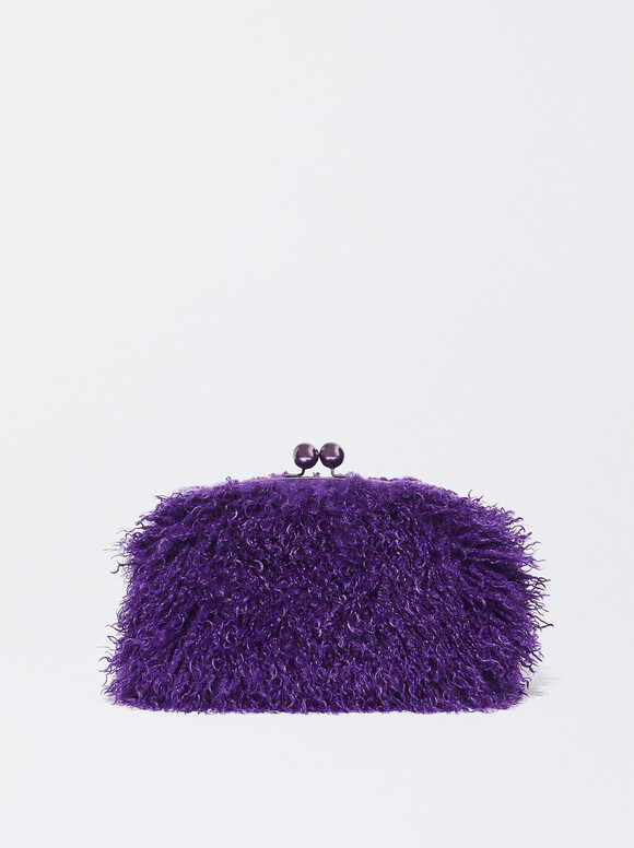 Fur Effect Party Bag, Purple, hi-res