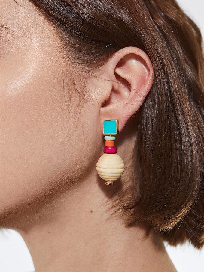 Boucles D'Oreilles En Bois, Multicolore, hi-res