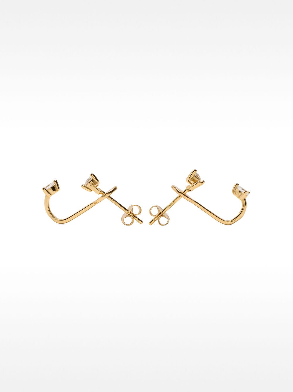 Ear jacket earrings with zircons - 925 sterling silver