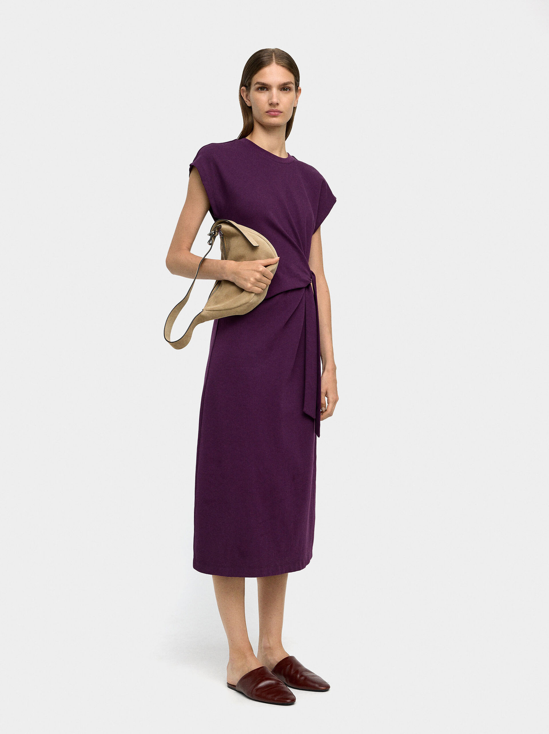 Draped dress 100% cotton image number 0.0