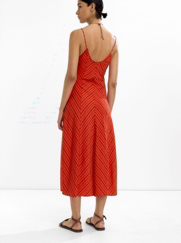 Robe midi à rayures avec bretelles