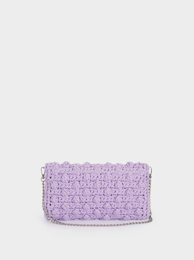 Crochet Shoulder Bag, Purple, hi-res