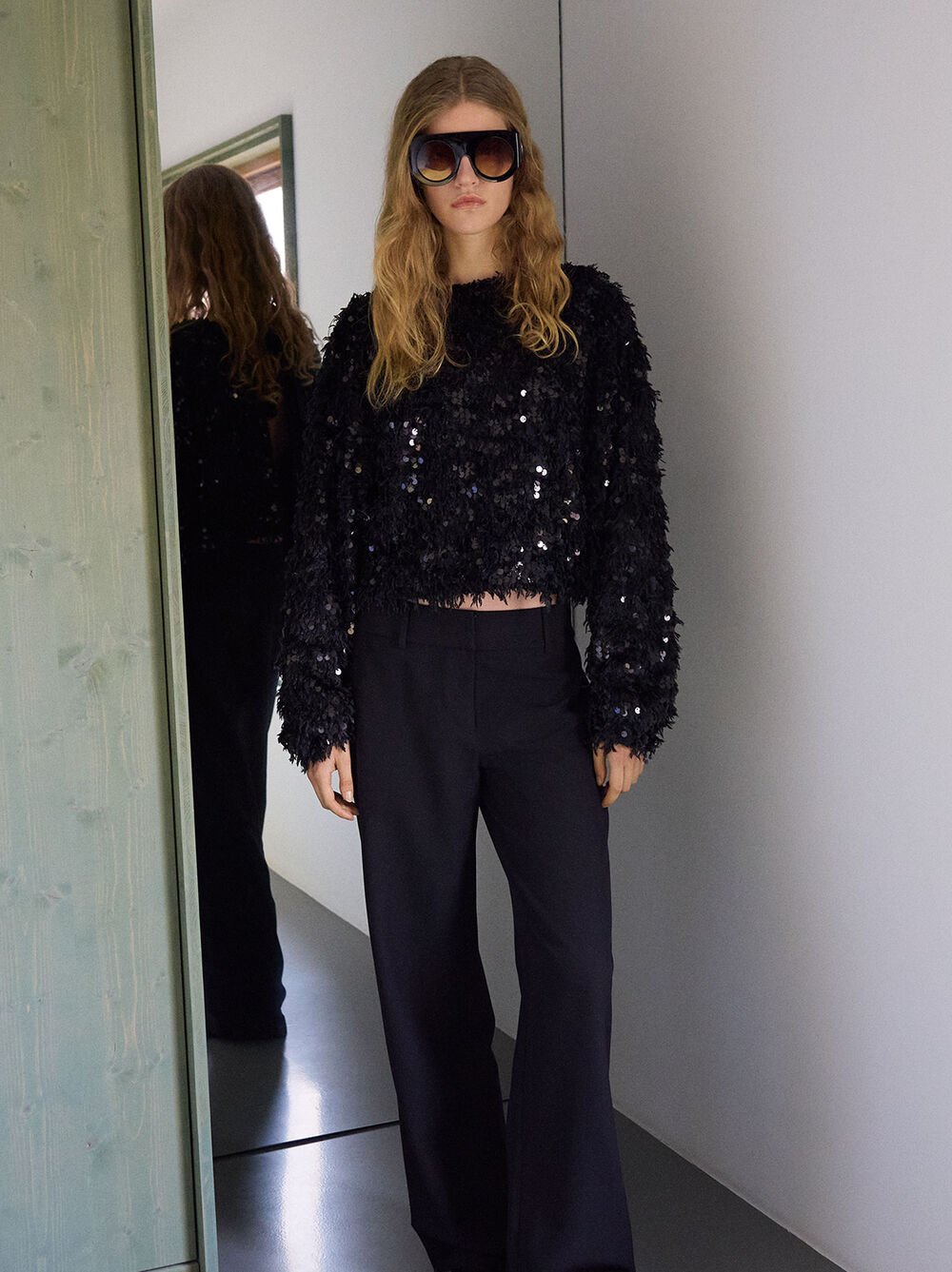 Voluminöser Cardigan mit Pailletten