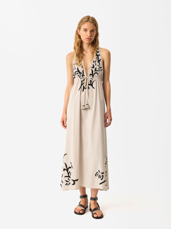 Online Exclusive - Long Embroidered Dress, Multicolor, hi-res