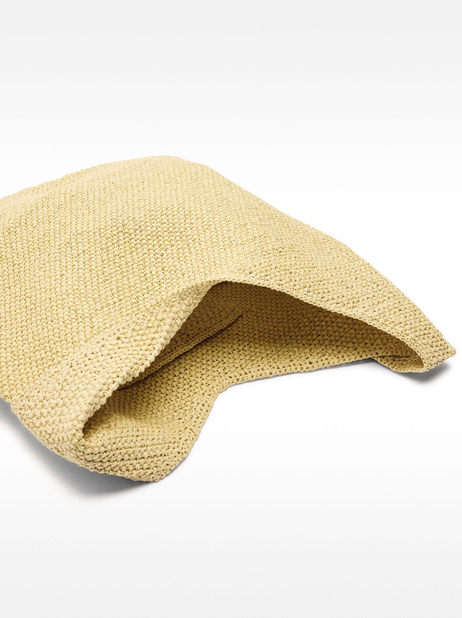Straw-effect shoulder bag with side detail