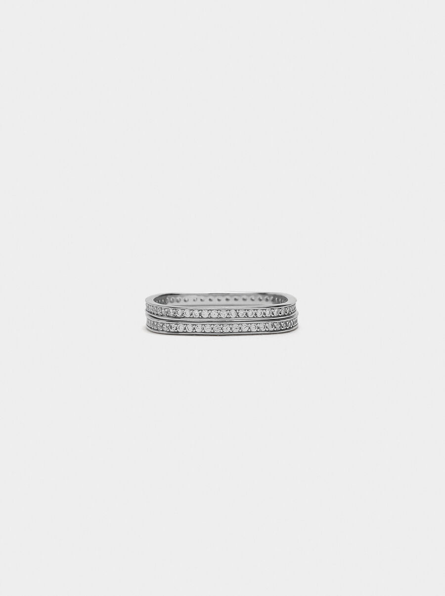 Square rings set with crystals - 925 sterling silver