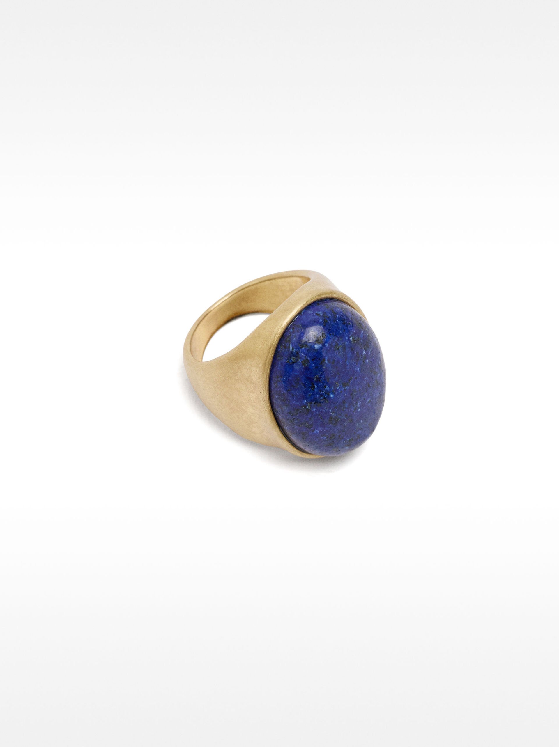 Bague large avec pierre ovale image number 2.0