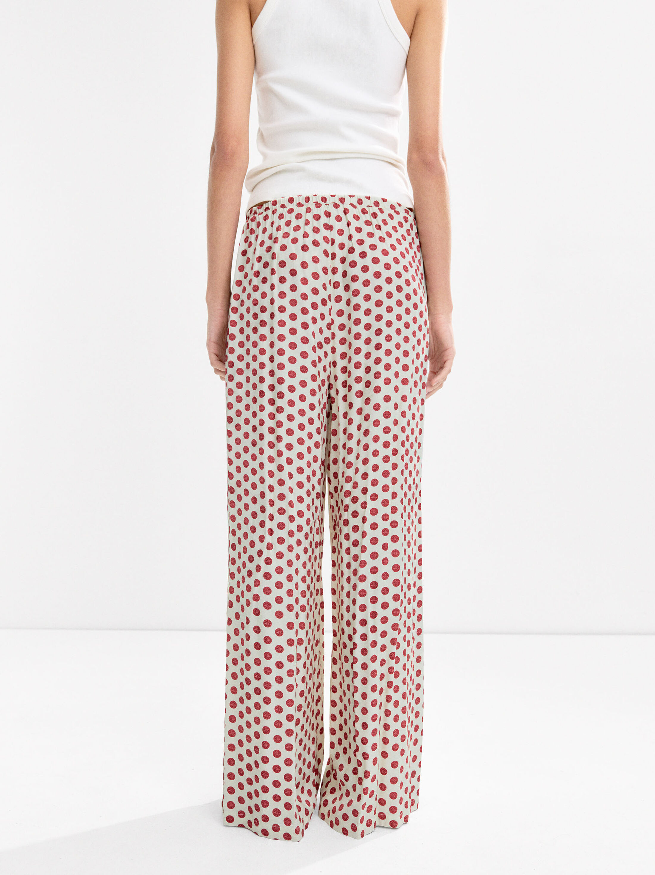 Printed contrast pants image number 6.0