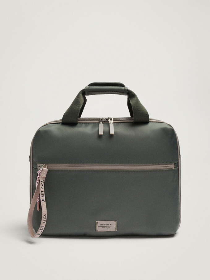 Nylon Briefcase For 13” Laptop, Khaki, hi-res