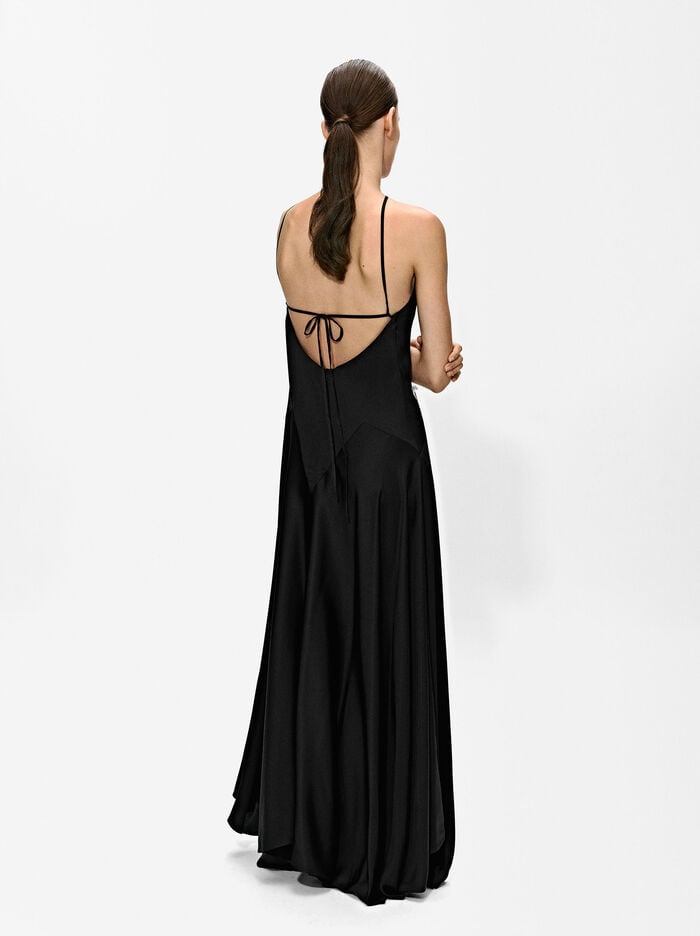 Vestido largo halter satinado
