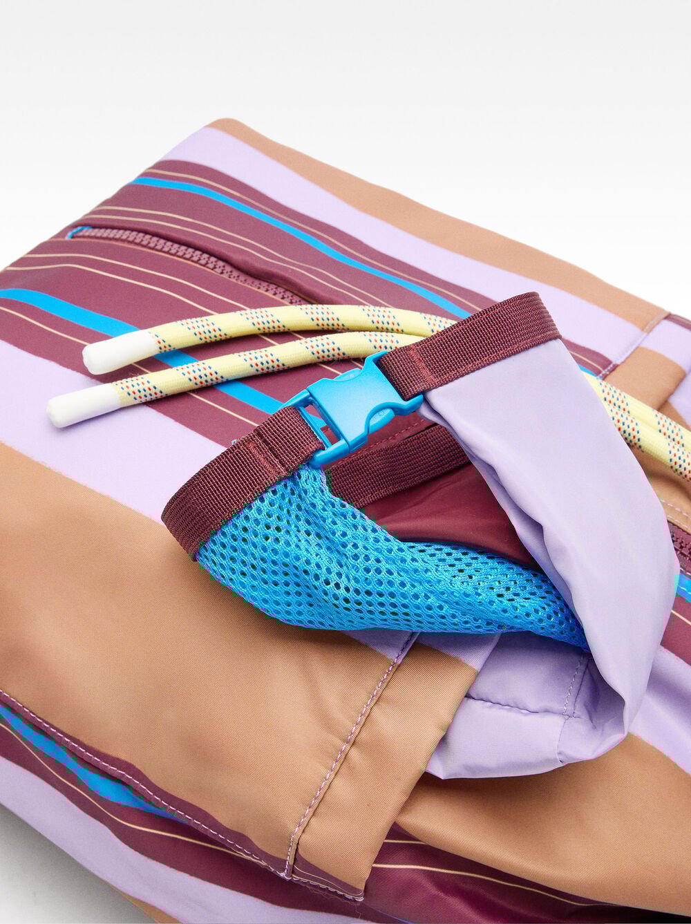 Striped nylon backpack