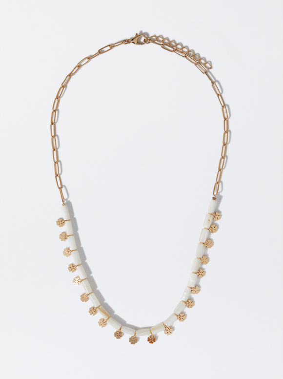 Necklace With Shamrock, Golden, hi-res
