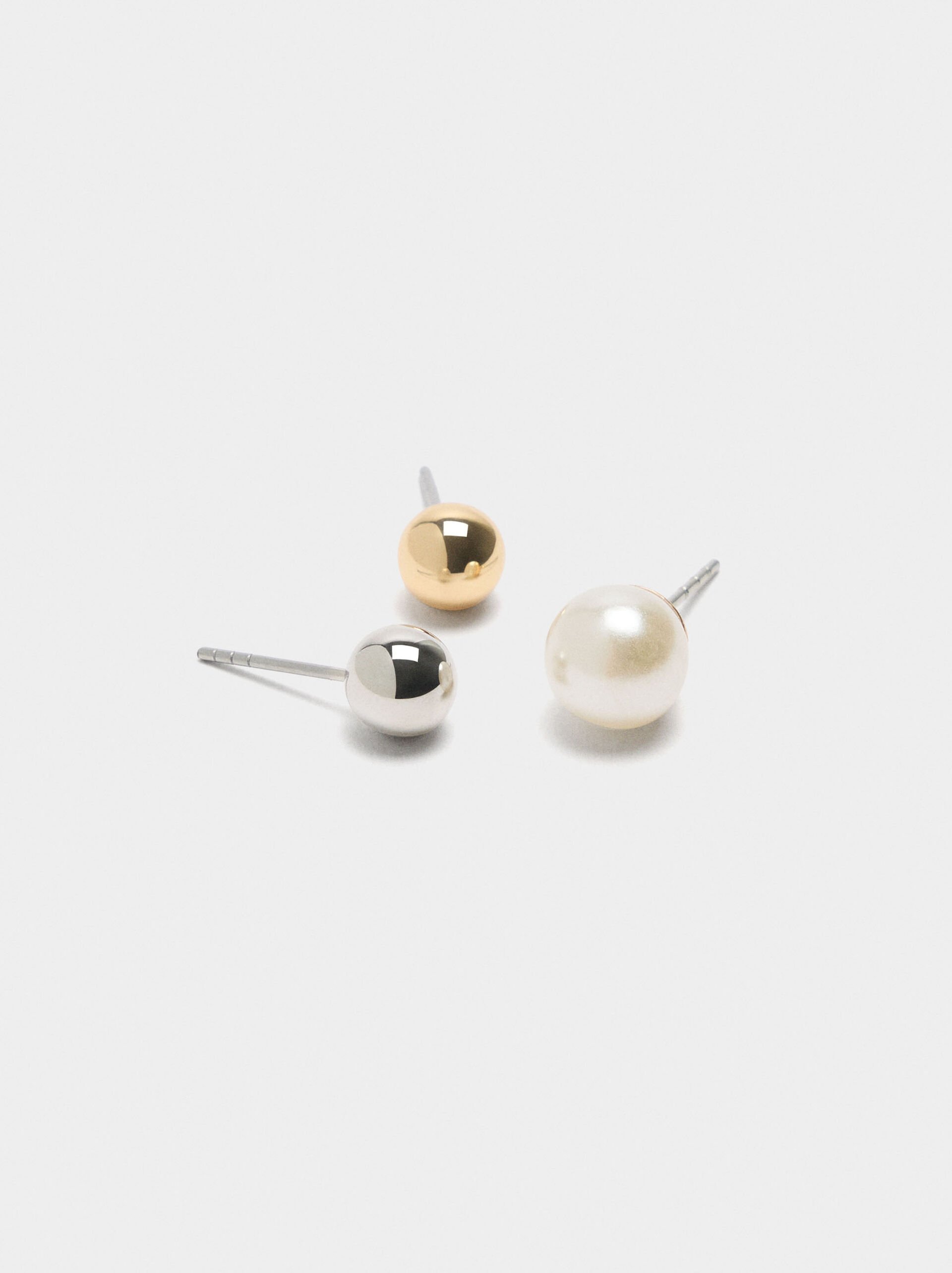 Bicolor sphere earrings with pearls image number 1.0