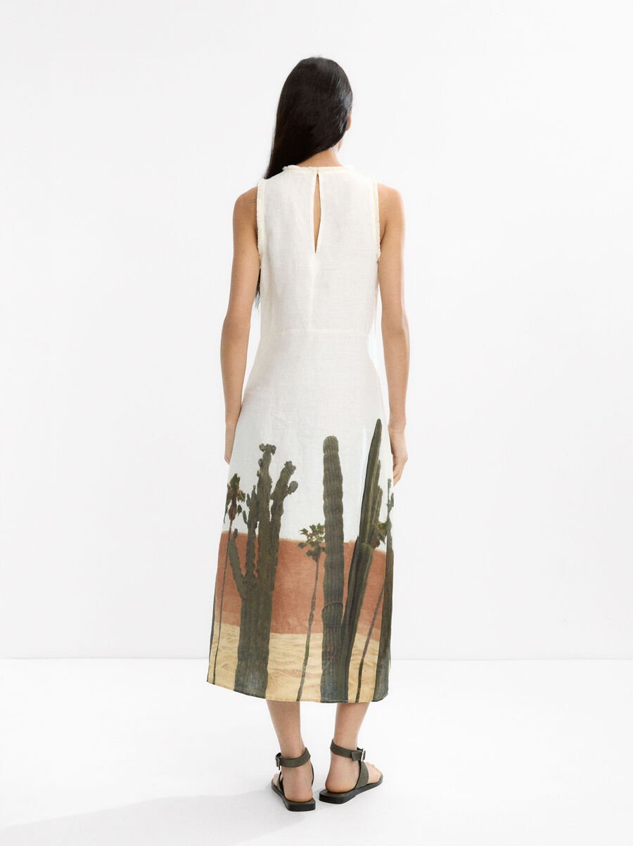 100% linen dress with print