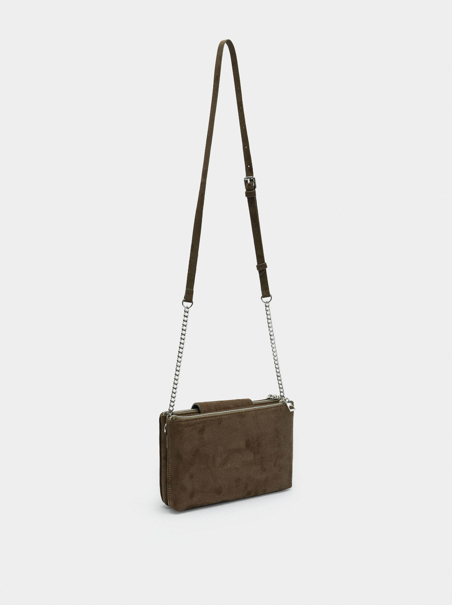 Sac bandoulière double en effet cuir image number 2.0