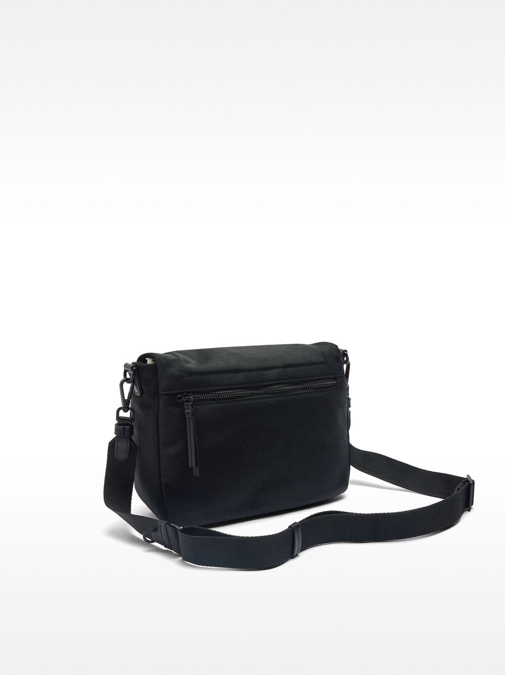 Nylon crossbody bag with flap closure