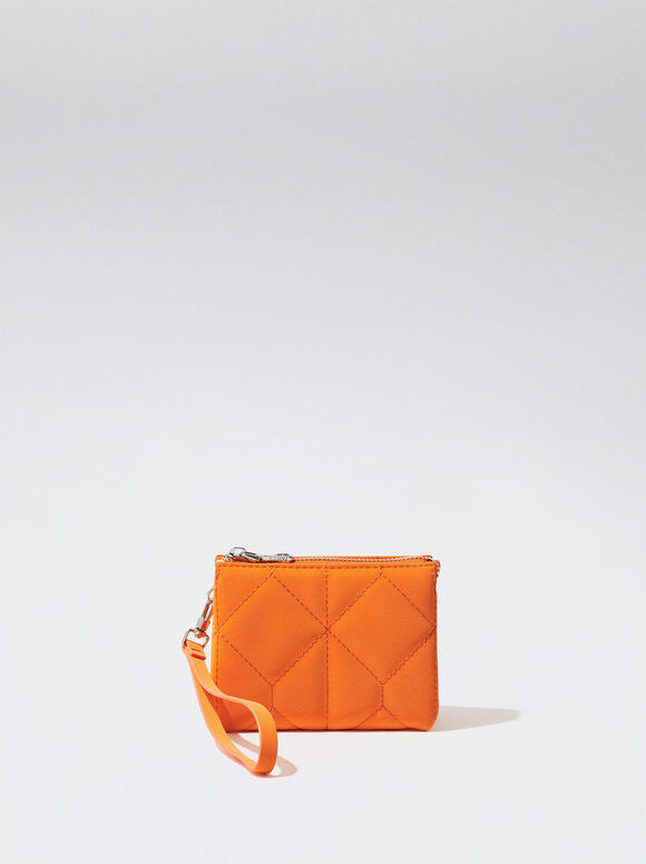 Quilted Coin Purse, Orange, hi-res