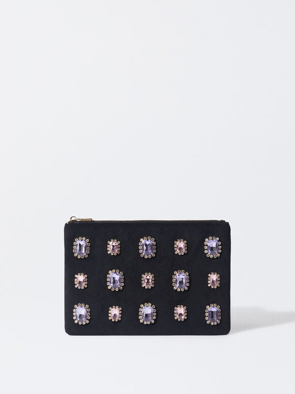 Multi-Purpose Bag With Crystals, Black, hi-res