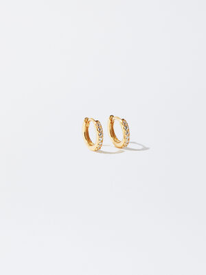 925 Silver Personalised Hoop Earrings With Zirconias image number 0.0