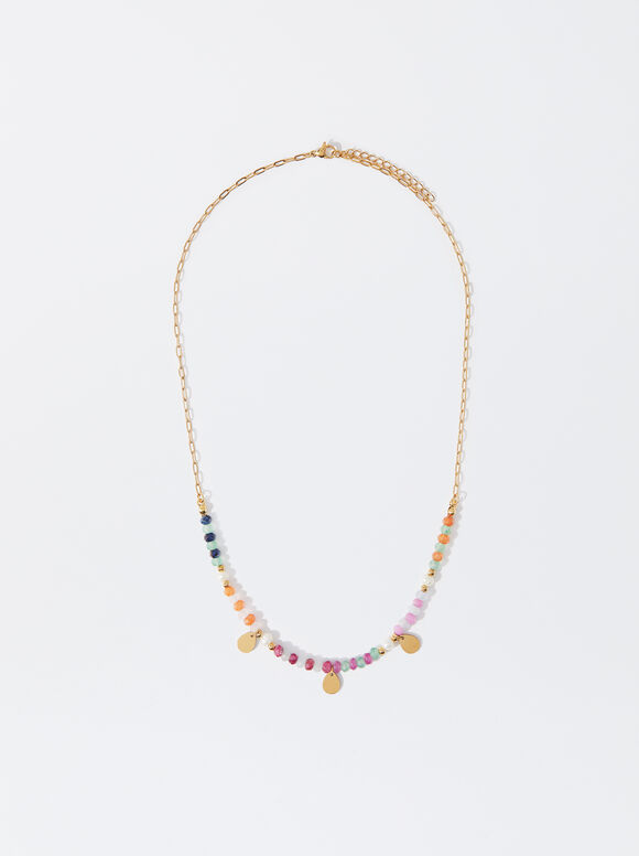 Stainless Steel Necklace With Freshwater Pearls, Multicolor, hi-res